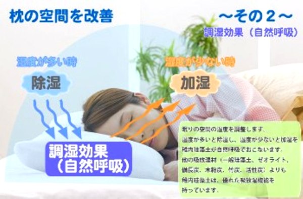 空気奇麗！快適安眠！稚内珪藻土利用「珪藻枕大人用」枕カバー付き